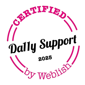 Roze cirkelvormig keurmerk met de tekst ‘Certified by Weblab’, symbool voor naleving van digitale toegankelijkheidsrichtlijnen (EAA 2025).