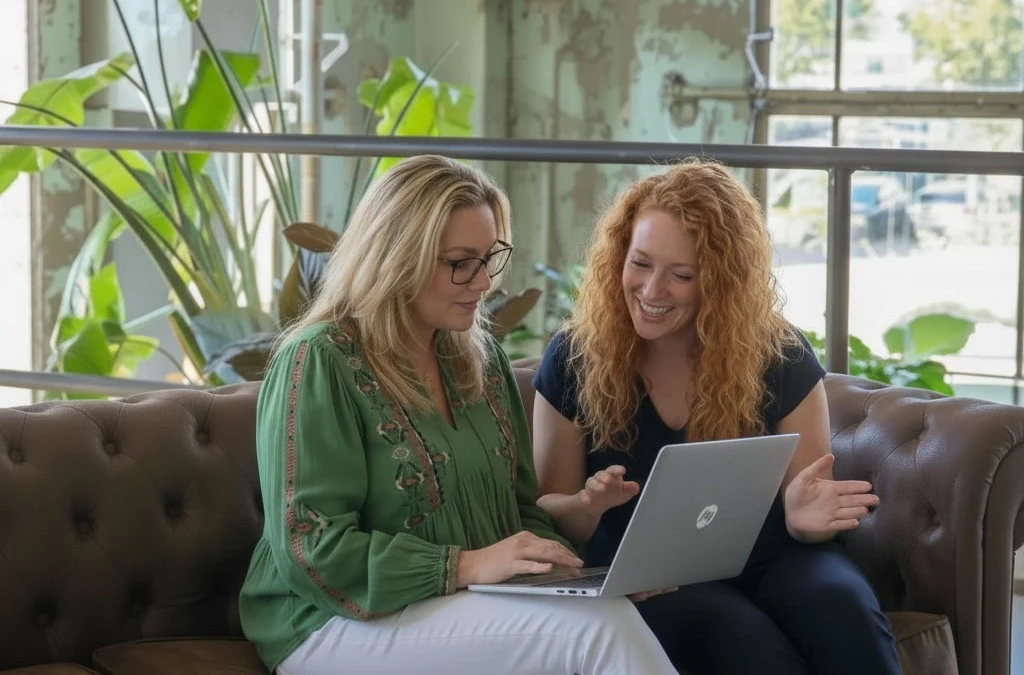Marion van Studio The WebCreator werkt samen met een klant aan haar website
